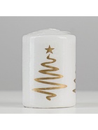 Свеча-цилиндр «Ёлочка», 5.6×8 см, белая с золотом - Фото 4