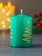 Свеча-цилиндр «Ёлочка», 5.6×8 см, зелёная - Фото 3