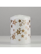 Свеча-цилиндр с узорами «Звезды», 5.6×8 см, белая с золотым - Фото 4