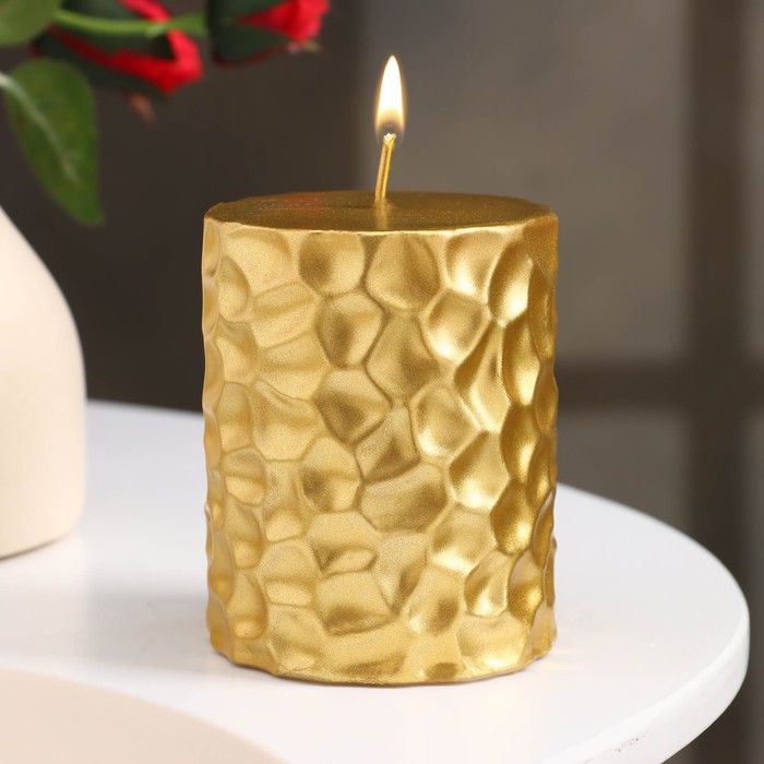 Свеча - цилиндр ICEBERG, 8×6.5 см, золотая - Фото 1
