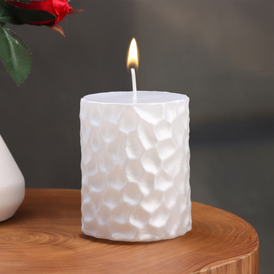 Свеча-цилиндр Iceberg, 8×6.5 см, белый перламутр