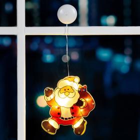 Световая фигура на присоске Дед Мороз 22х19х2 см, 10LED, ААА*3, Т/БЕЛЫЙ