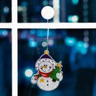 Светодиодная фигура на присоске «Снеговик» 19 × 22 см, пластик, батарейки АААх3 (не в комплекте), свечение тёплое белое - фото 6438091