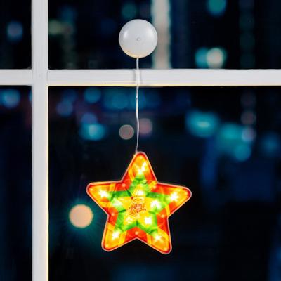 Светодиодная фигура на присоске «Звезда» 19×19 см, пластик, от батареек АААх3, свечение тёплое белое
