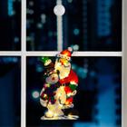 Светодиодная фигура на присоске «Дед Мороз и снеговик» 25 × 44 см, пластик, батарейки АААх3 (не в комплекте), свечение тёплое белое - фото 19423040