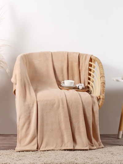 Плед «Этель», 200×220 см, корал-флис, бежевый
