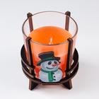 Свеча ароматическая в стакане на подставке "Снеговик", 10х9,5х9 см, апельсин - фото 11840288