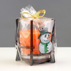 Свеча ароматическая в стакане на подставке "Снеговик", 10х9,5х9 см, апельсин - фото 11840289