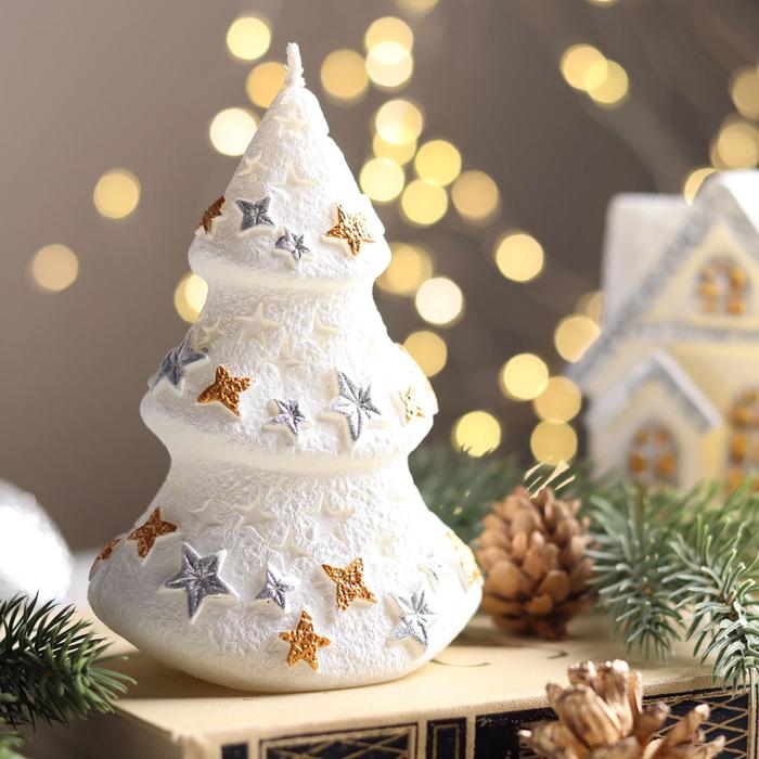 Свеча декоративная «Снежная ёлочка», 11.5×7.5×6 см, белый - Фото 1