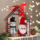 Набор декоративных свечей в коробке "Санта и Снеговик", 2 штуки, 13,5х12х6,3 см - фото 9308264