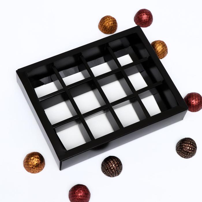 Коробка для конфет, 12 шт, "Мужская", черная, 19 х 15 х 3,6 см - фото 1905813100