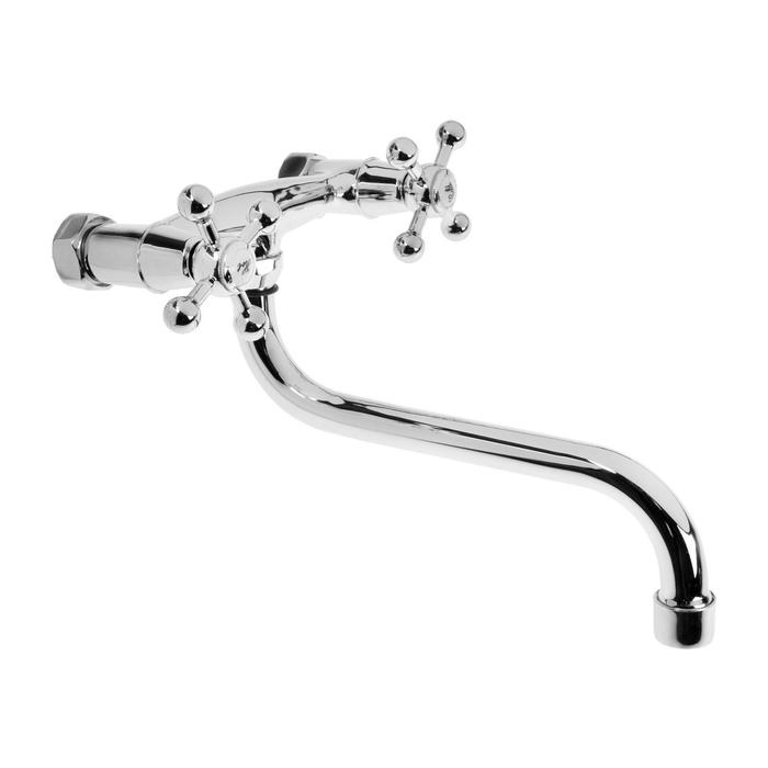 УЦЕНКА Смеситель для кухни ZEIN Z27380101, настенный, кран-букса латунь 1/2", хром - Фото 1