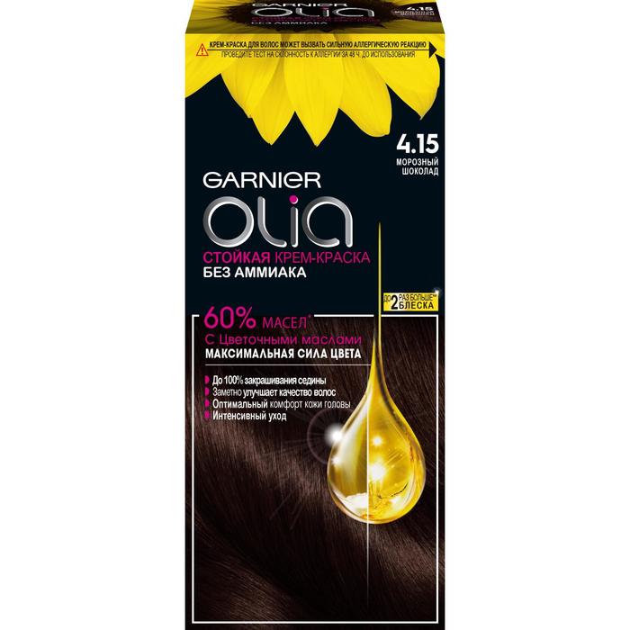Крем-краска для волос Garnier Olia, тон 4.15 морозный шоколад - Фото 1