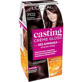 Краска-уход для волос L'oreal Casting Creme Gloss, без аммиака, оттенок 3102 холодный тёмно-каштановый
