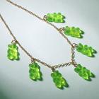 Колье «Мармеладные мишки» на тонкой цепочке, цвет зелёный в золоте, 35см - Фото 1