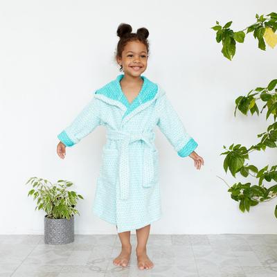 Халат махровый детский Крошка Я «Крапинка» размер 28, цвет бирюзовый, 100% хлопок 360 г/м²