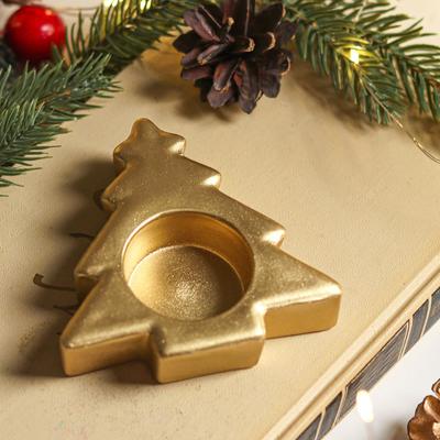 Подсвечник на 1 свечу «Ёлочка», 2.5×9 см, золотой