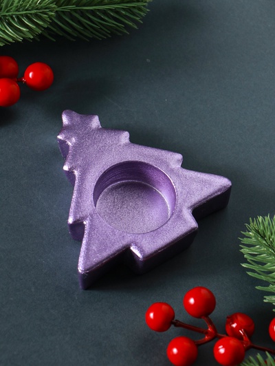 Подсвечник на 1 свечу «Ёлочка», 2.5×9 см, серебро