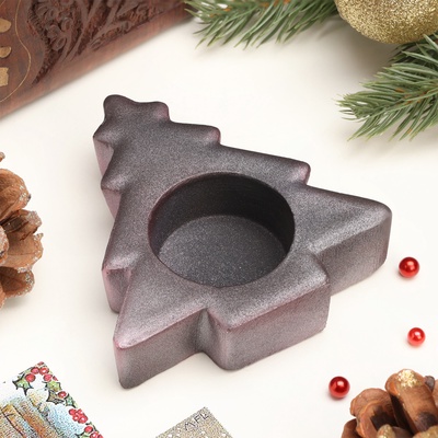 Подсвечник на 1 свечу «Ёлочка», 2.5×9 см, серебро