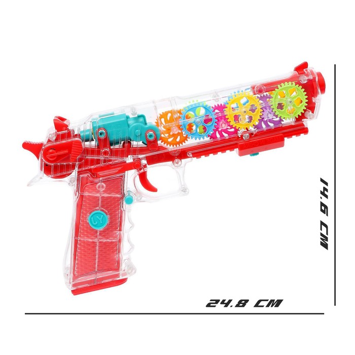 Пистолет «Техно», с вращающимися шестеренками, свет, звук - фото 1891095303