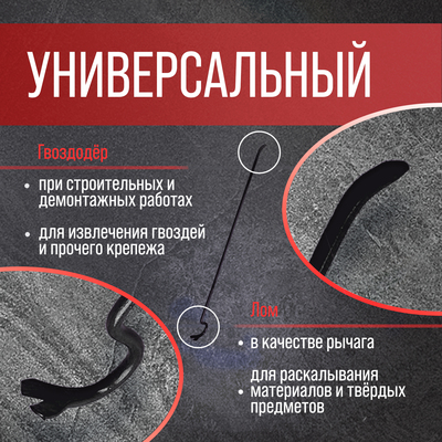 Лом-гвоздодер ЛОМ, круглый профиль, d=15 мм, 1000 мм