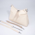 Сумка-мешок, отдел на молнии, 3 наружных кармана, длинный ремень, цвет бежевый - фото 21304621