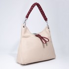 Сумка-мешок, отдел на молнии, 3 наружных кармана, длинный ремень, цвет бежевый/бордовый - фото 21304632