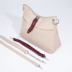 Сумка-мешок, отдел на молнии, 3 наружных кармана, длинный ремень, цвет бежевый/бордовый - фото 21304635