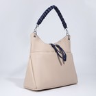 Сумка-мешок, отдел на молнии, 3 наружных кармана, длинный ремень, цвет бежевый/синий - фото 21304639