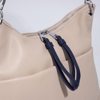 Сумка-мешок, отдел на молнии, 3 наружных кармана, длинный ремень, цвет бежевый/синий - фото 21304640