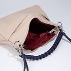 Сумка-мешок, отдел на молнии, 3 наружных кармана, длинный ремень, цвет бежевый/синий - фото 21304643