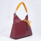 Сумка-мешок, отдел на молнии, 3 наружных кармана, длинный ремень, цвет бордовый/жёлтый - фото 21304646