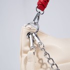 Сумка-мешок, отдел на молнии, 3 наружных кармана, длинный ремень, цвет бежевый/красный - фото 21304669