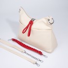 Сумка-мешок, отдел на молнии, 3 наружных кармана, длинный ремень, цвет бежевый/красный - фото 21304670