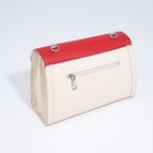 Сумка-мессенджер на клапане, цвет бежевый/красный - фото 21304717