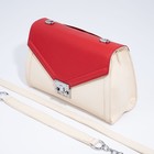 Сумка-мессенджер на клапане, цвет бежевый/красный - фото 21304718
