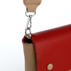 Сумка-мессенджер на клапане, наружный карман, длинный ремень, цвет бежевый/красный - фото 24114750