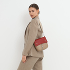 Сумка-мессенджер на клапане, наружный карман, длинный ремень, цвет бежевый/красный - фото 24114754