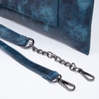 Сумка-тоут на молнии, наружный карман, длинный ремень, цвет синий - фото 21304838