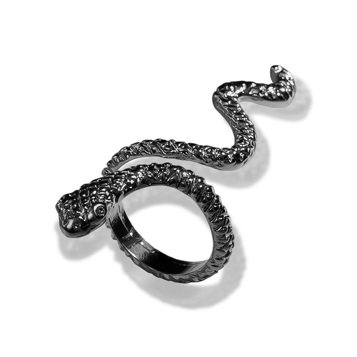 Кольцо «Змея» анаконда, цвет серебро, безразмерное - Фото 1