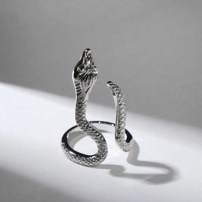 Кольцо «Змея» удушье, цвет чернёное серебро, безразмерное - Фото 1