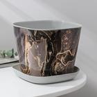 Горшок для цветов с поддоном «Мрамор», 2.5 л, пластиковый, светло-серый - Фото 1