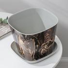 Горшок для цветов с поддоном «Мрамор», 2.5 л, пластиковый, светло-серый - Фото 2