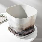 Горшок для цветов с поддоном «Мрамор», 5 л, пластиковый, светло-серый - Фото 2