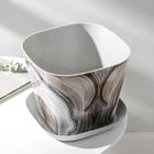 Горшок с поддоном «Мрамор», 7,3 л, светло-серый - Фото 2