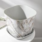 Горшок с поддоном «Мрамор», 9.8 л, пластиковый, светло-серый - Фото 2