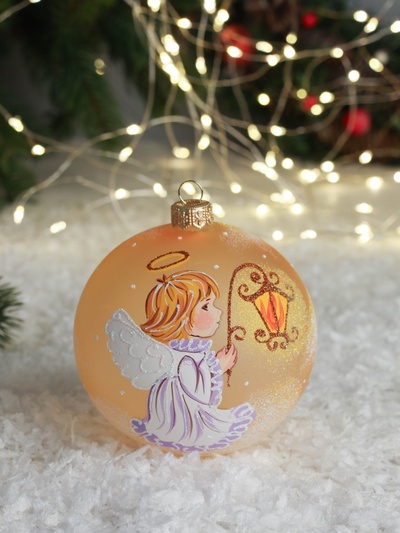 Ёлочный шар d=10 см «Ангел с фонариком»