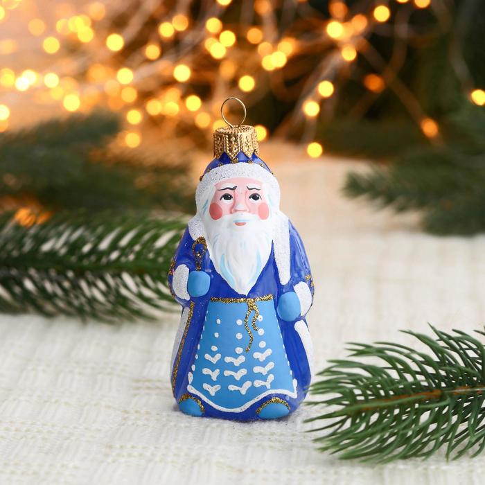Ёлочное украшение "Дед Мороз в синей шубе" 8 см - Фото 1