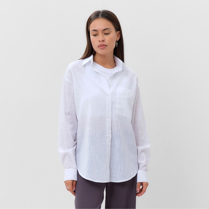 Рубашка женская льняная MIST, размер 44-46, цвет белый - Фото 1