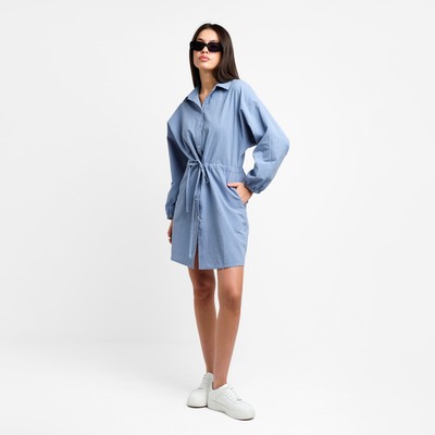 Платье мини женское с кулиской MIST, размер 44-46, синее